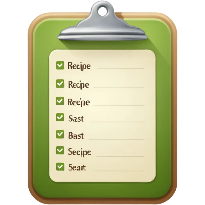 Small icon emoji of recipe sheet, minimum details, green #36a767 main color emoji