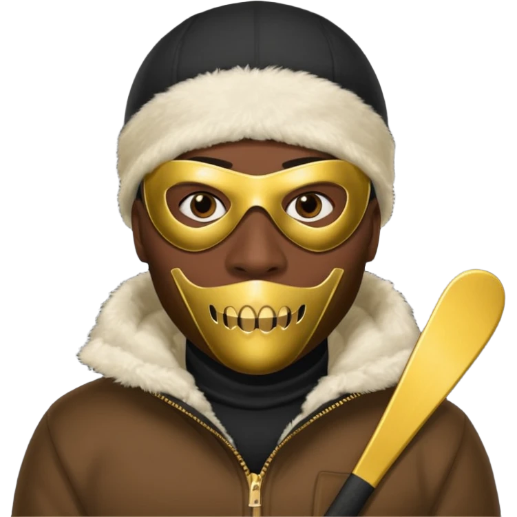 African American gangster mafia with a ski mask emoji