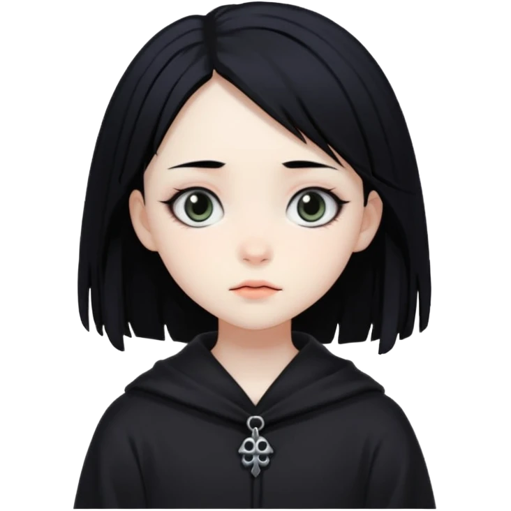 Studio Ghibli art style, goth girl emoji