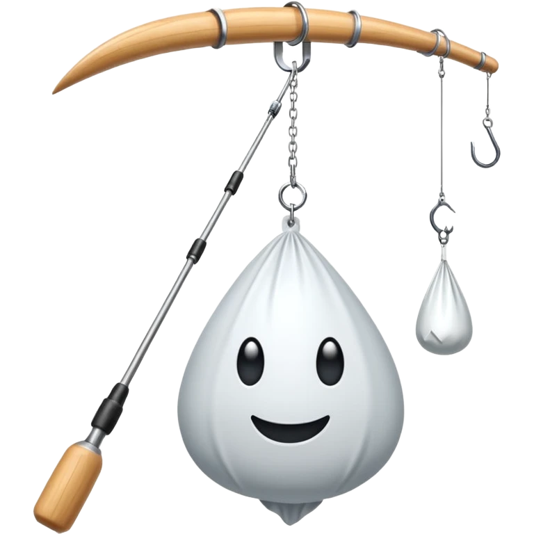 Fishing rod with cocaine bag on the hook emoji