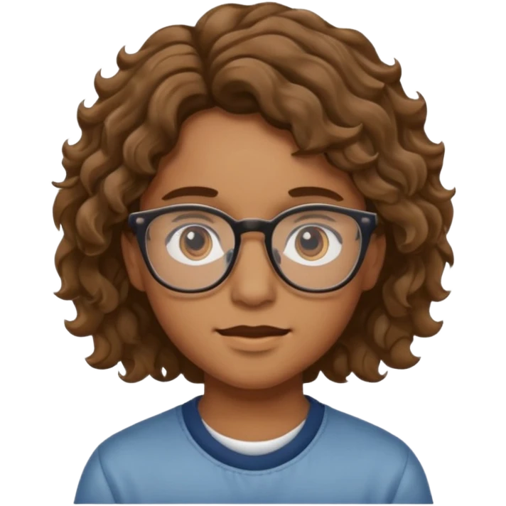 Adolescente, moreno (no mucho) cabello ondulado y lentes  emoji