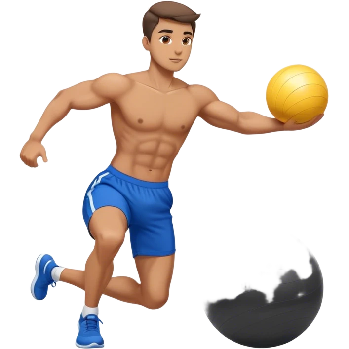 fit man with blue shorts stability ball exercises emoji