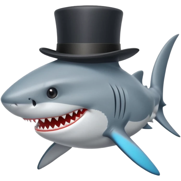 Shark with a top hat emoji
