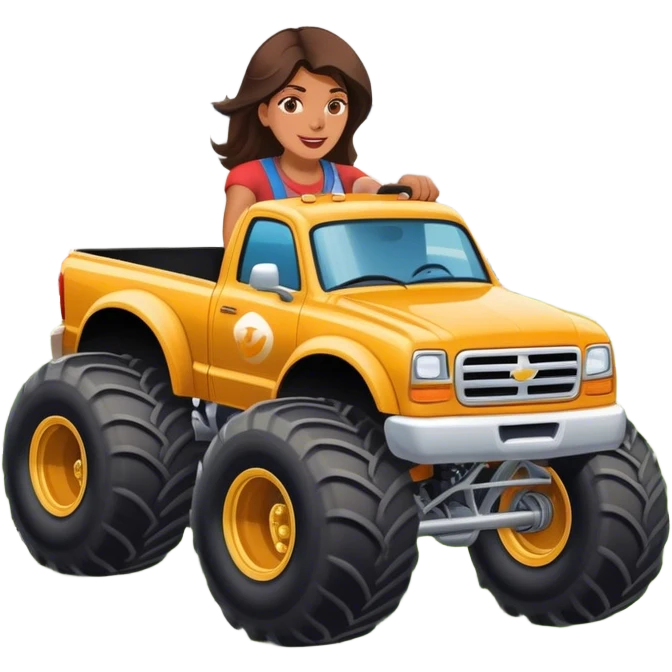 Mom driving a monster truck on a football f in a quarter mile turn left on Boulevard  emoji
