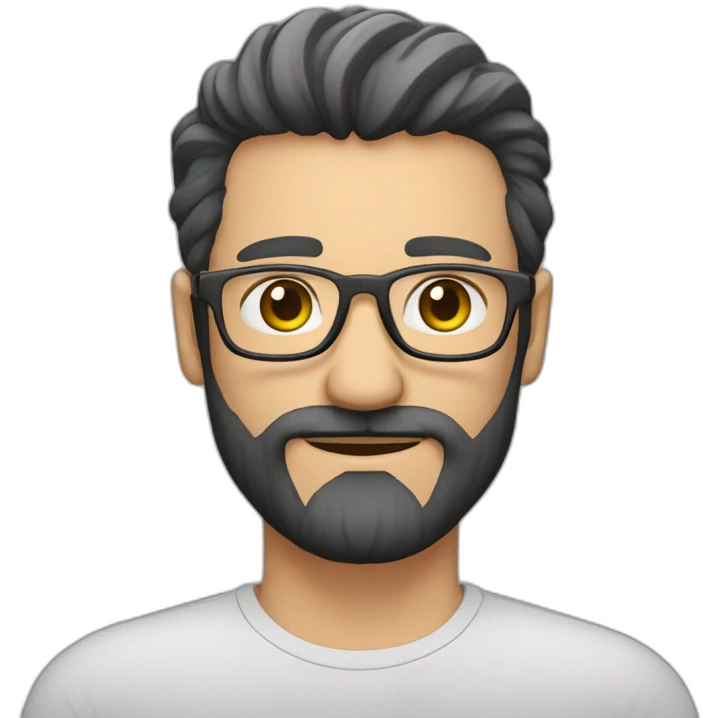 homem branco rosto arredondado oculos fino e barba emoji