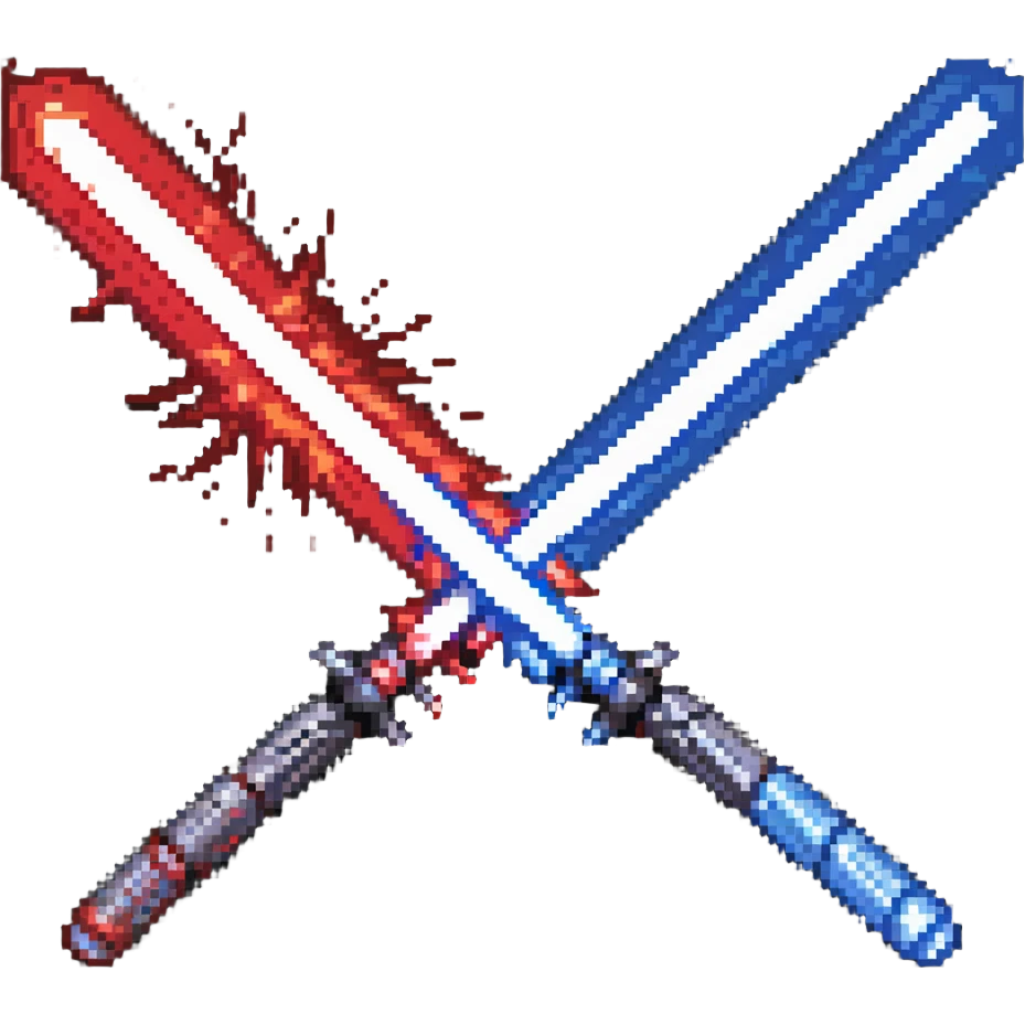 two lightsabers, one blue and one red, clashing with energy burst emoji