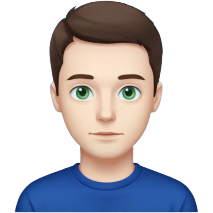 male , blue/green eyes , pale skin , brunette hair , dark blue sweatshirt emoji