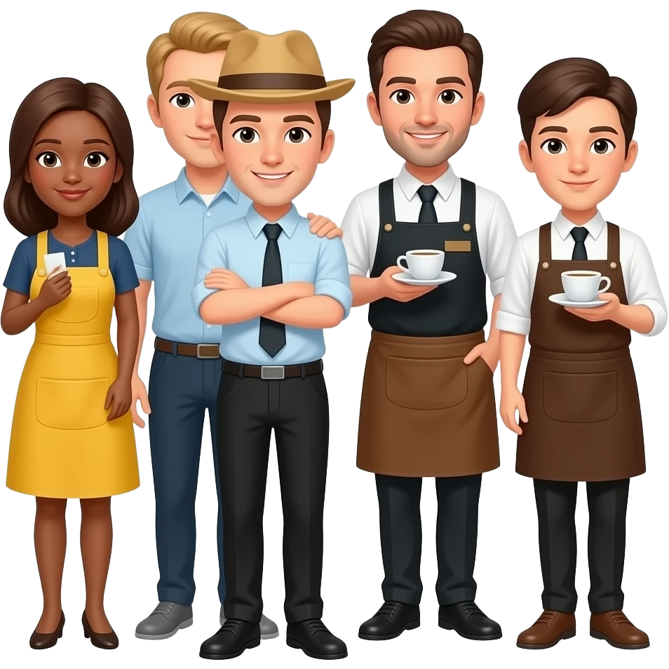 some people of staff of the cafe emoji