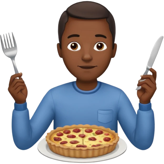 Black man eating a quiche Lorraine emoji