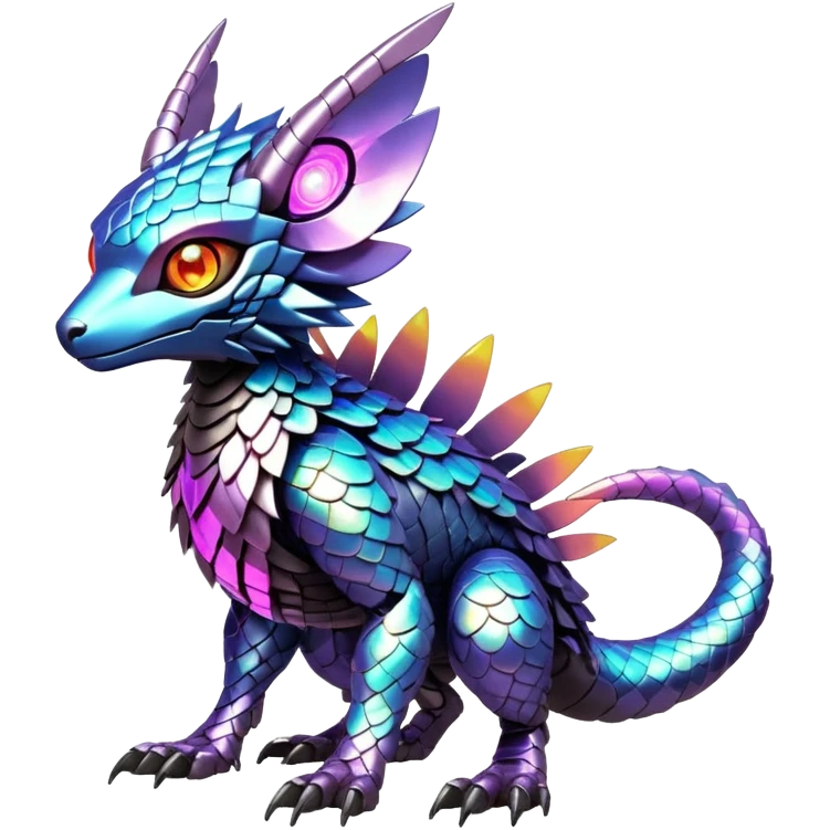  exotic futuristic warm-colored modern cyber-Fakémon-Digimon-Trico-creature emoji