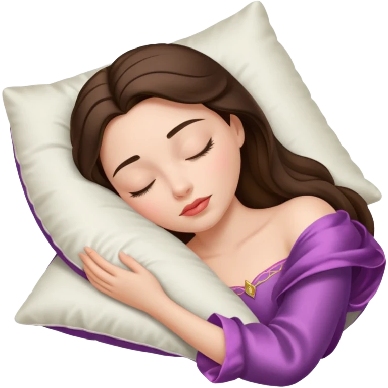 sleeping beauty brunette white girl with a silk pillow emoji