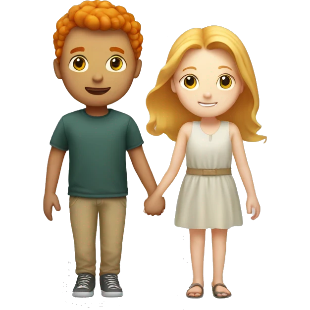 Ginger boy and blonde girl holding hands emoji