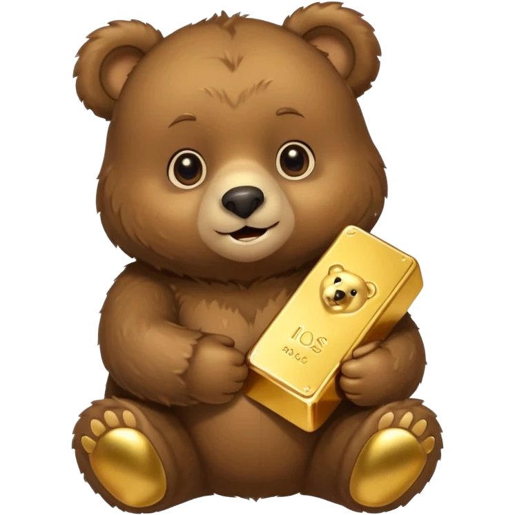 Cute bear with a gold bar emoji