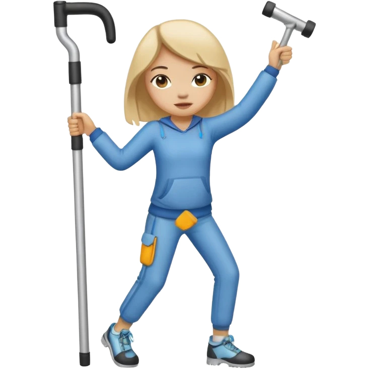 Girl dabbing with crutches on emoji