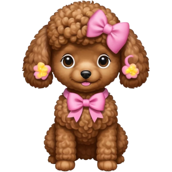 Brown toy poodle with pink bow emoji