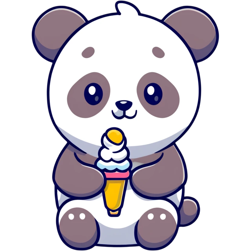 Panda eating ice cream emoji