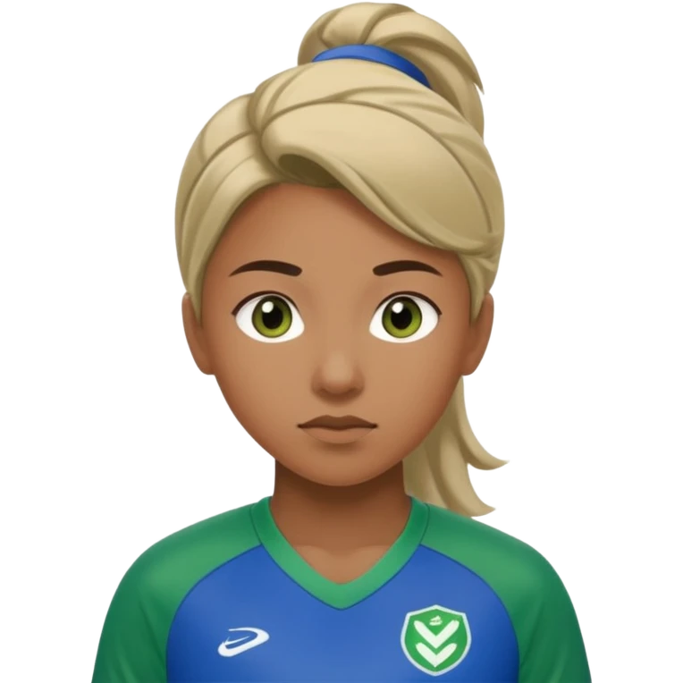 womansoccer player blue green jersey emoji