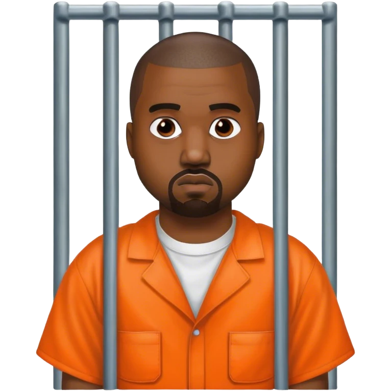 kanye west as a prison inmate with an orange overall emoji