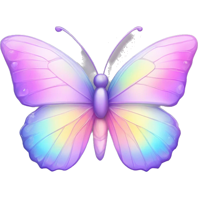 Pastel rainbow-gradient iridescent crystal butterfly emoji