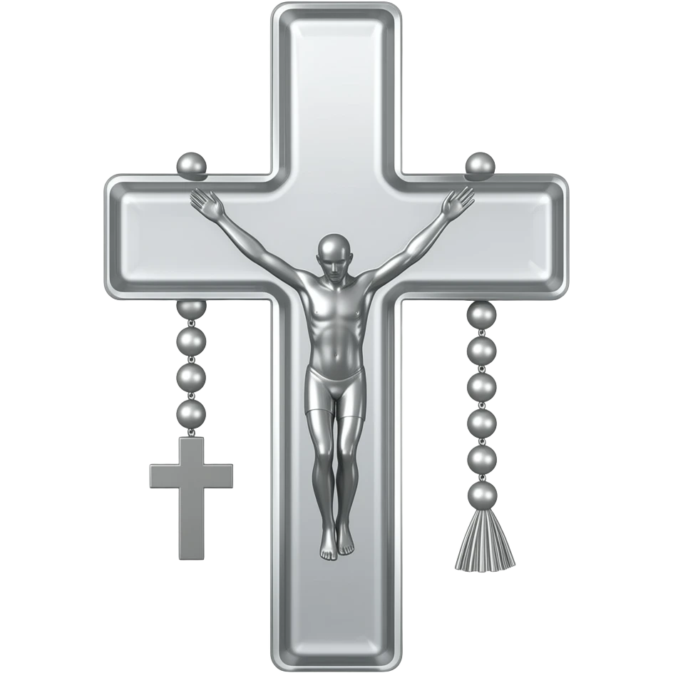 cruz sagrada silver gray  vidro brilhante com rosário silver gray vidro brilhante emoji