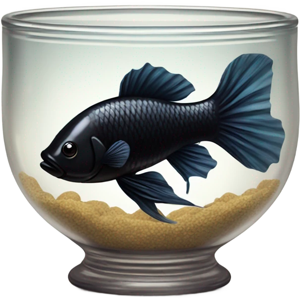 Black Beta fish in vintage bowl  emoji