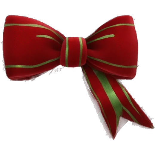 Christmas bow red and grin made from velvet with long stripes emoji