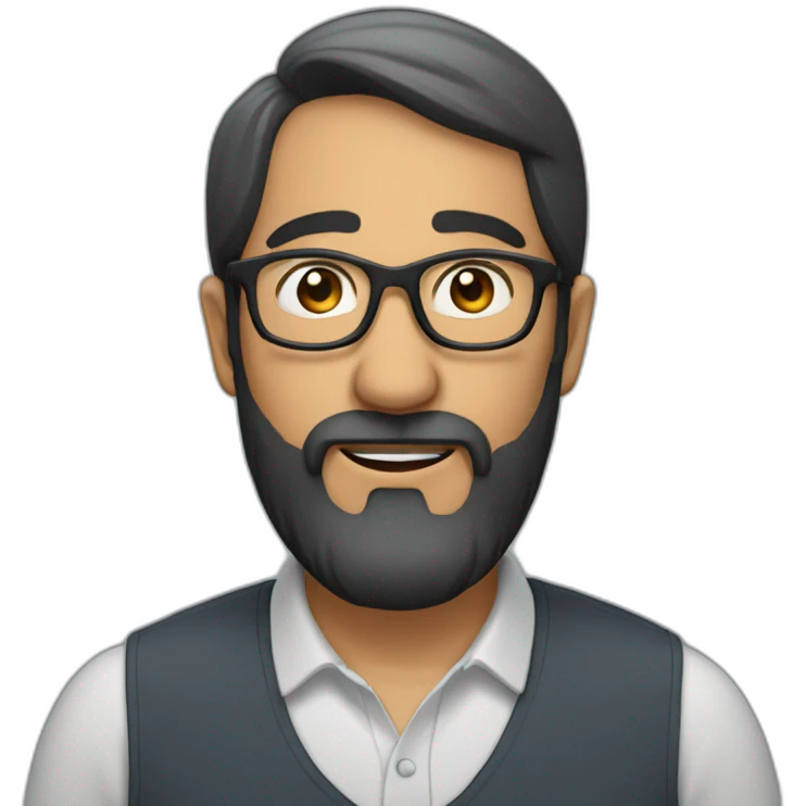 A 51 years man wearing glasses with a black beard with a round face speaking Arabic  emoji