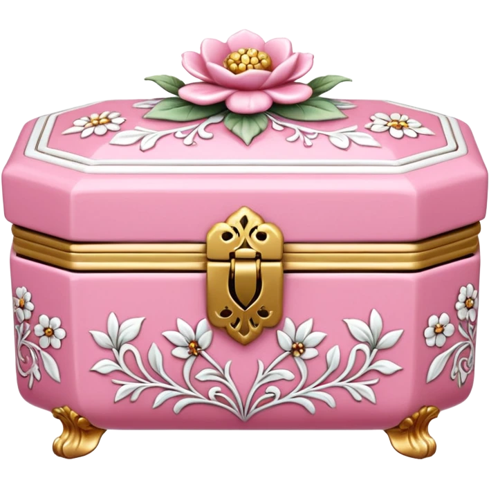 pink and white porcelain box with flowers  emoji