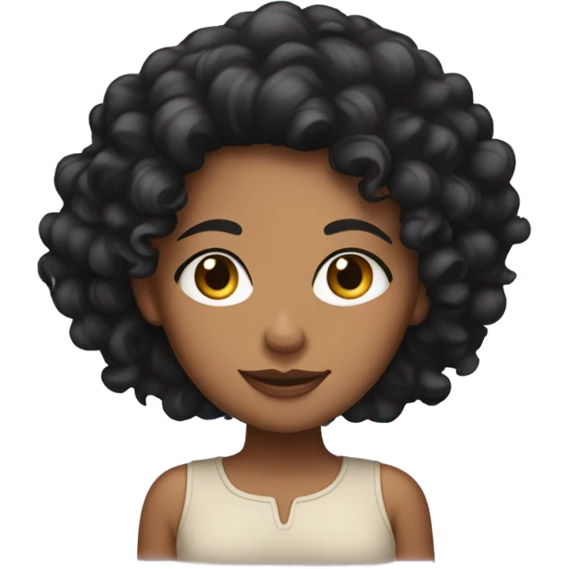 Tan skin girl with black curly hair emoji