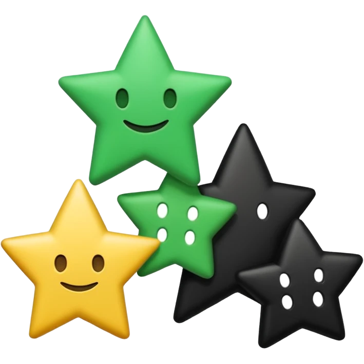 trois bandes superposées, une verte, une blanche et une noire. Sur la bande blanche figurent trois étoiles emoji