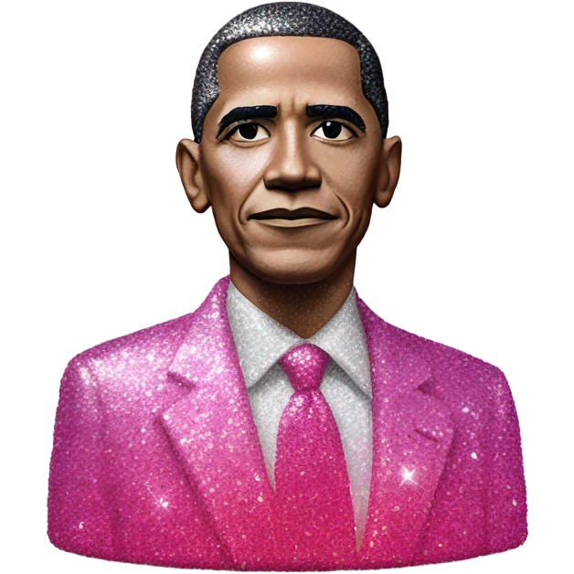 Pink ombre Obama statue with glitter  emoji
