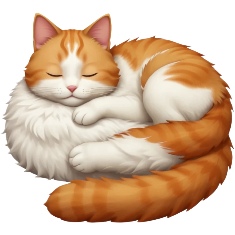 ginger and white small cat eyes closed lying down in funny position emoji