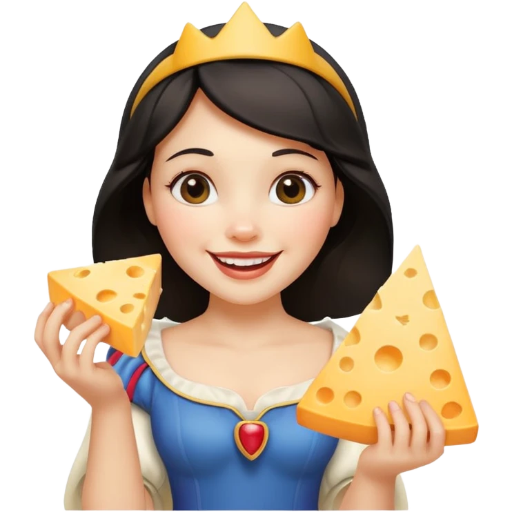 Happy Snow White with triangle cheese emoji