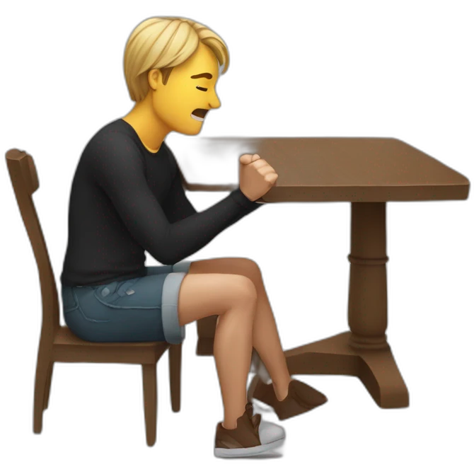 man bang her fist on a table emoji