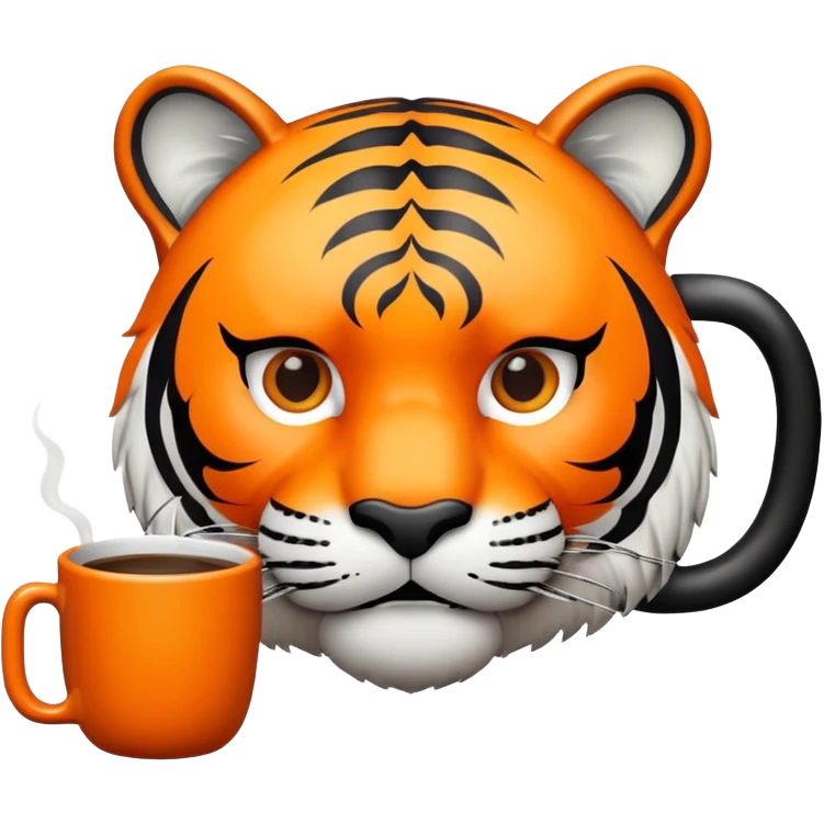 tiger face holding coffee mug for Twitch emote emoji
