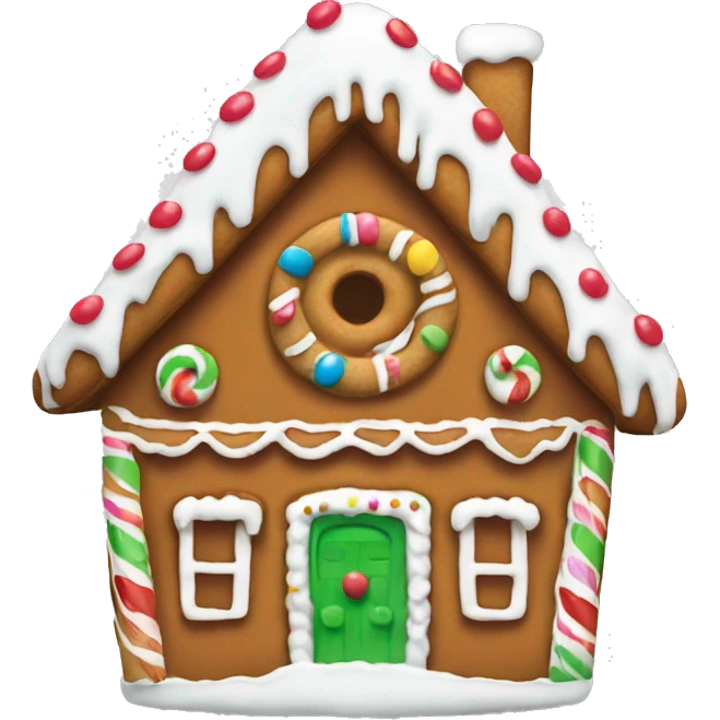 gingerbread house with white icing emoji