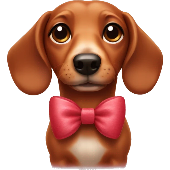 sausage dog with bow emoji