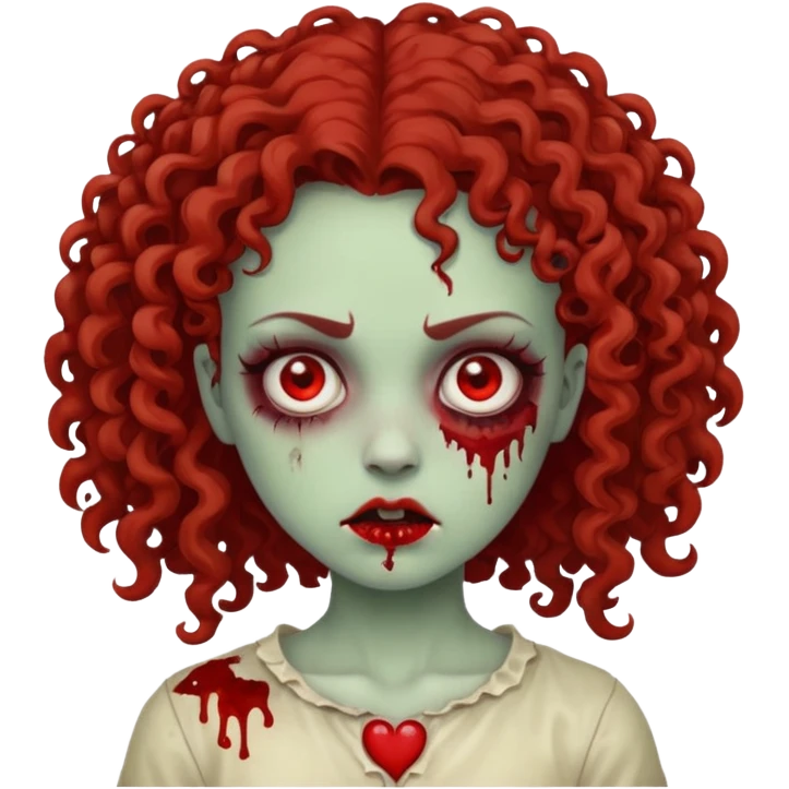Menina zumbi cabelo cacheado  emoji