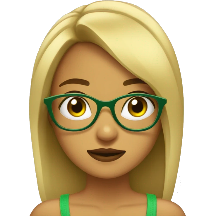 Chica con lentes y ojos verdes emoji