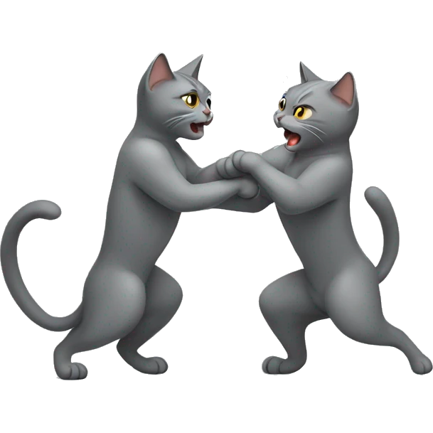 Two gray cats fighting emoji