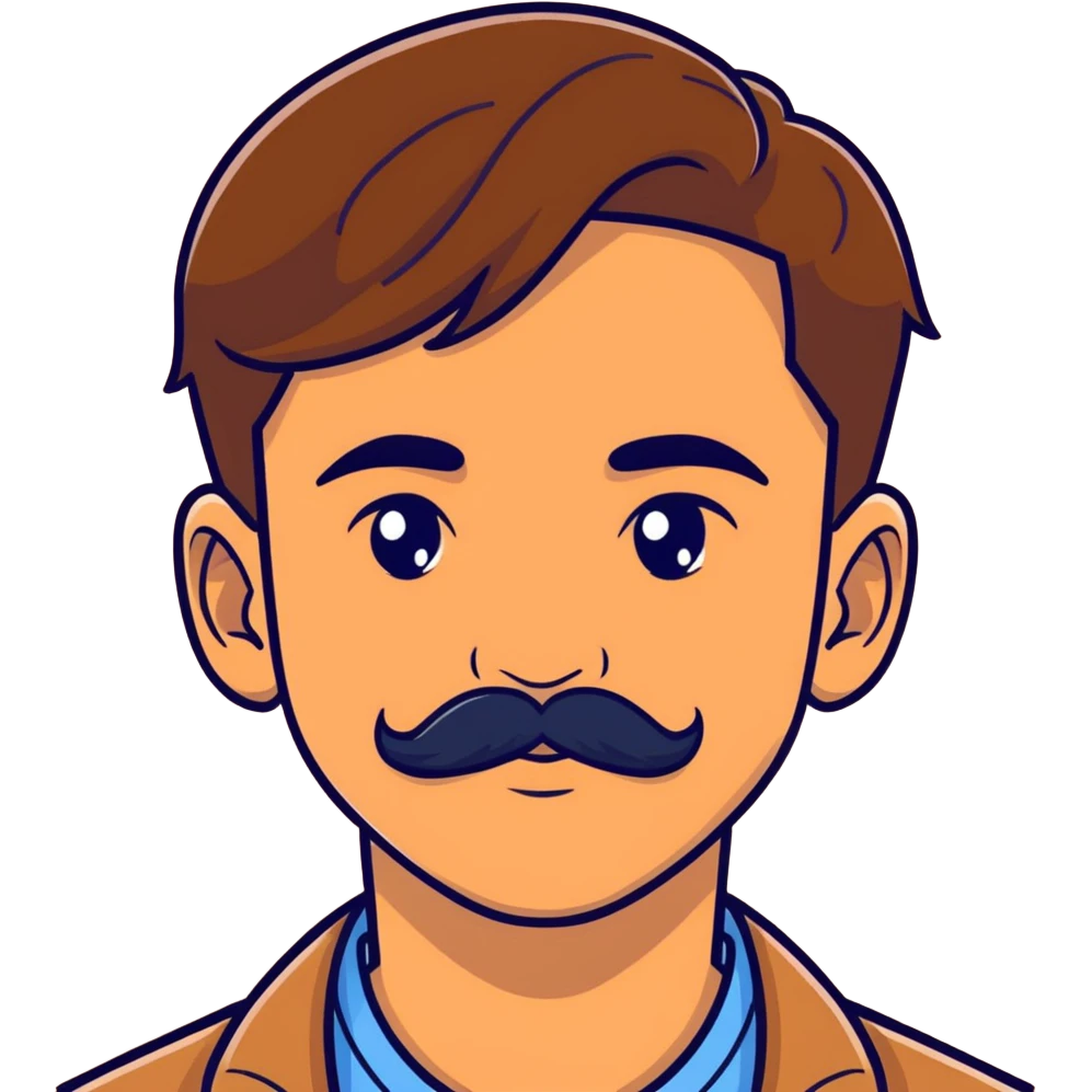 Boy with brown mustache and tan skin emoji