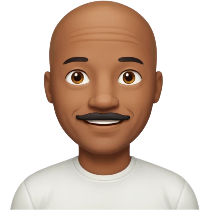 bald black dad with chin mustache smile warmly in white shirt emoji