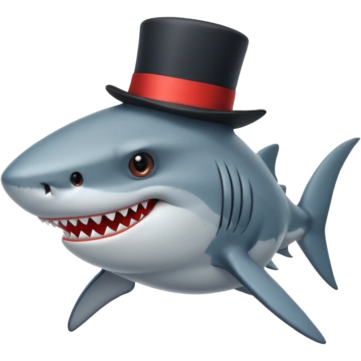 Shark with a top hat emoji