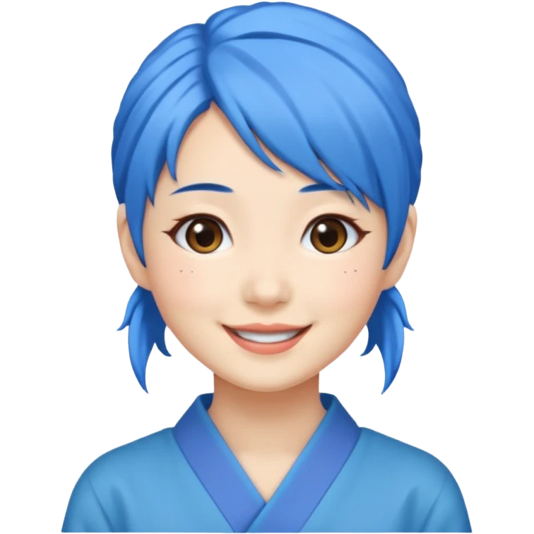 blue haired japanese woman emoji