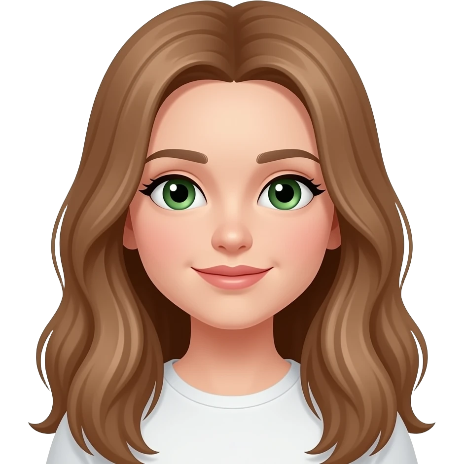 Girl with Long light brown Hair and green eyes emoji