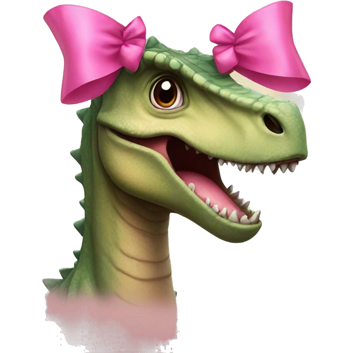 Dinosaur with a pink bow and eyelashes  emoji