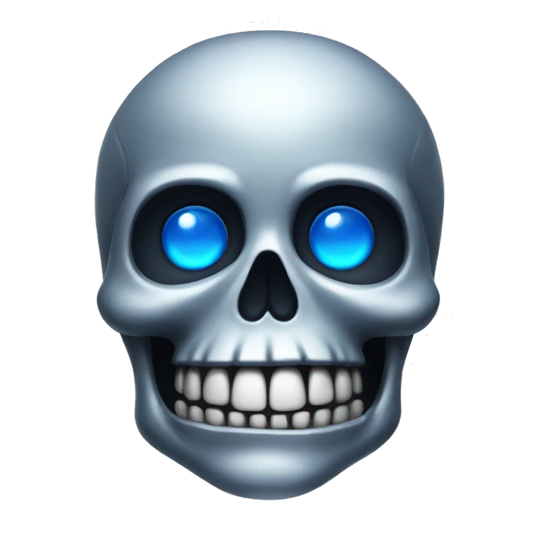 silver skull with blue eyes emoji