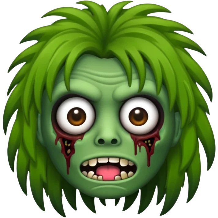 Faça um emoji de zumbi versão iPhone e faça uma zumbi com cabelo longo e preto e com franja. emoji