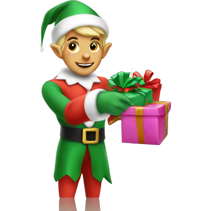 Elf wrapping gifts emoji