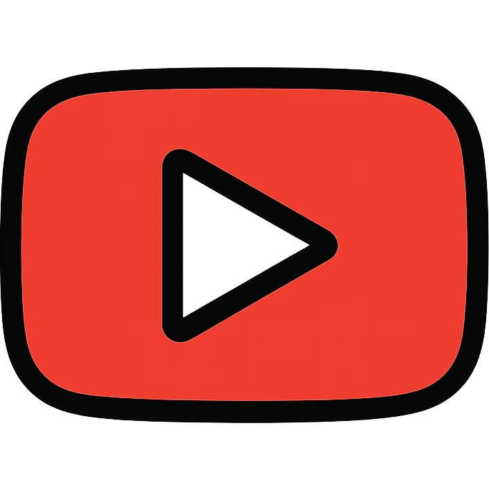 Miniature YouTube logo with red play button inside rounded rectangle emoji